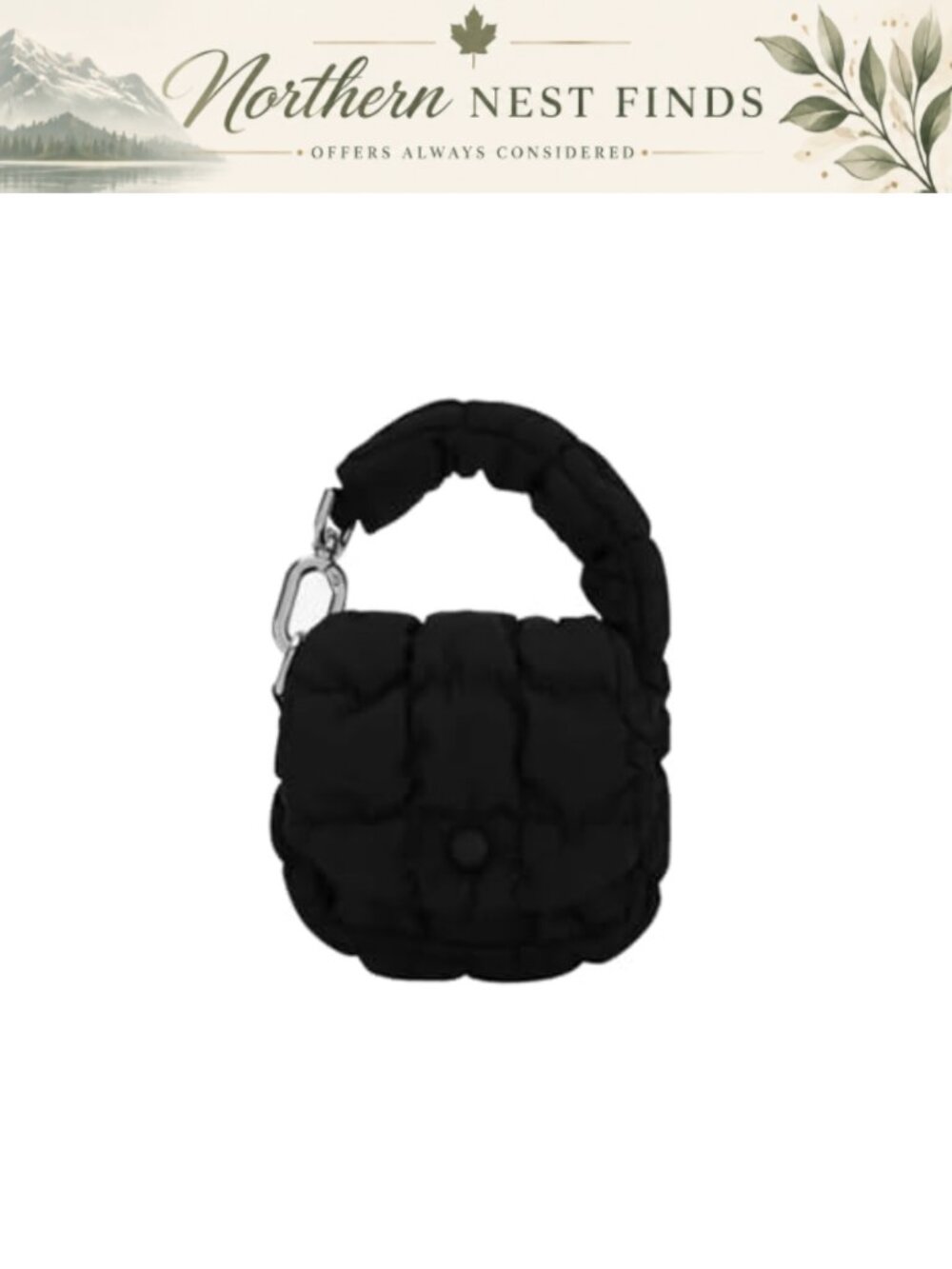 Quilted Nylon Puffer Mini Clutch Wristlet Evening Bag Padded